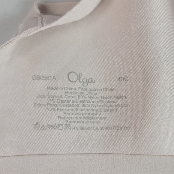 Olga No Side Effects Contour Underwire Bra Tan Nude 40C Adj Seamless Cup Molded - Picture 10 of 11